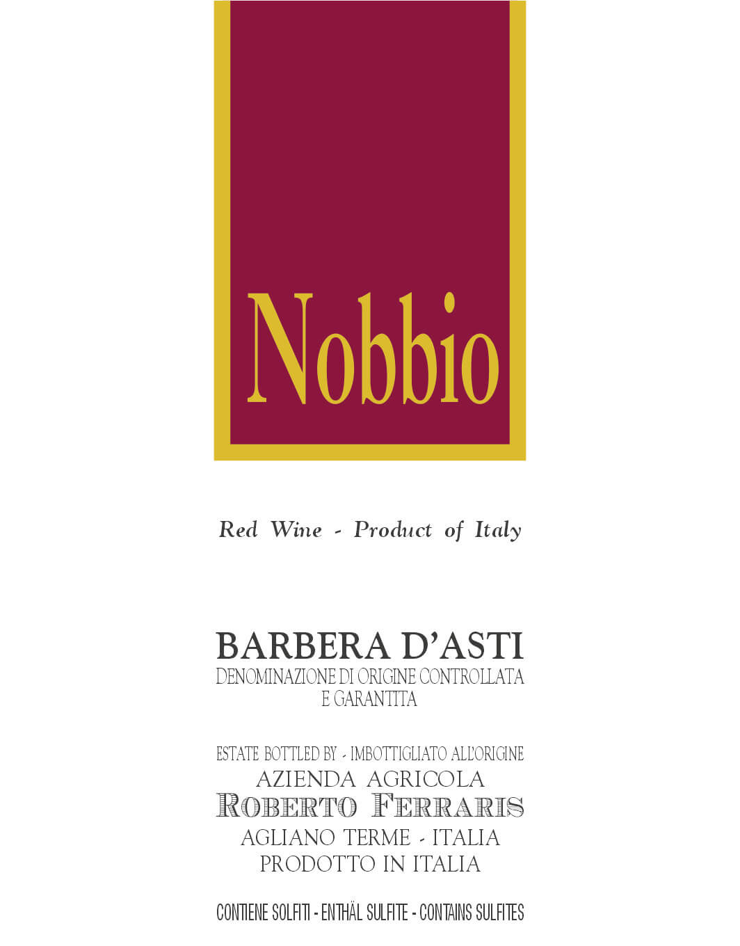 Roberto Ferraris Barbera d'Asti Nobbio